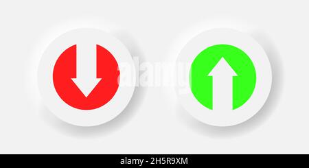 Download and upload vector icon on neumorphism style buttons illustration. Stock Vector