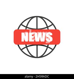 globe world news flat icon, vector illustration, news symbol, logo illustration Stock Vector