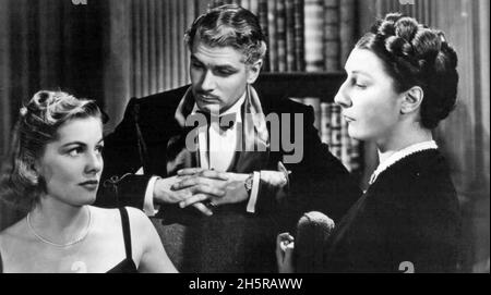 REBECCA 1940 United Artists film with from left Joan Fontaine, Laurence Olivier, Judith Anderson Stock Photo