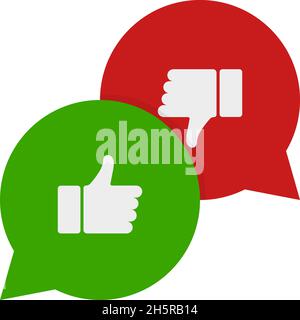 bubbles with like and dislike in flat style, vector illustration Stock Vector