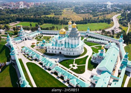 Summer aerial view of Resurrection Monastery in Istra town, Russia Stock Photo