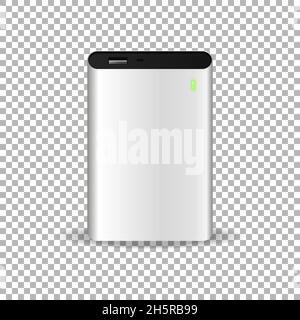 Powerbank realistic flat vector isolated gadget charger, power bank battery charge illustration Stock Vector