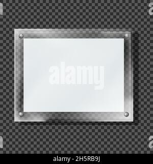 Blank glass board vector isolated office panel poster concept illustration on transparent background Stock Vector