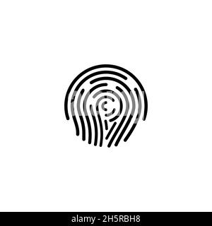 Fingerprint vector isolated print of finger touch flat symbol thumbprint identification scaner illustration Stock Vector