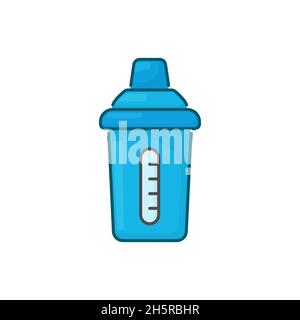 Flat blue shaker bottle sport illustration on white background, vector symbol Stock Vector