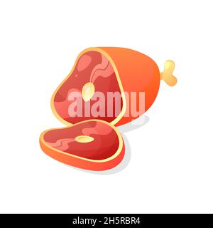 Beef butcher meat vector isolated, bbq food in cartoom trendy style illustration Stock Vector