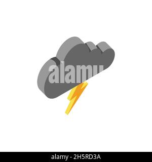 cloud and lightning isometric 3d vector illustration. Isolated vector sign symbol Stock Vector