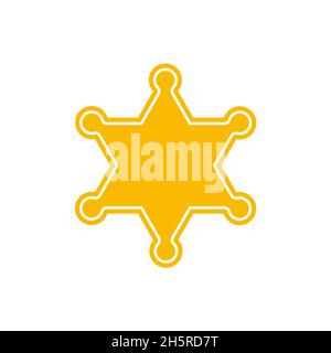 Golden sheriff star badge police on white background. Vector illustration isolated Stock Vector