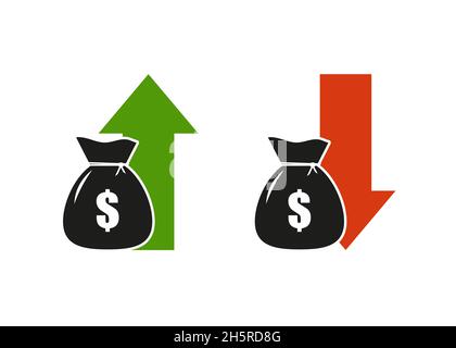 flat infographic with money bag on white background, dollar icon, save money Stock Vector