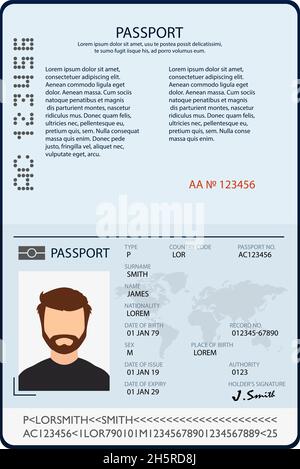 Open passport blank template vector international. Flat design style Stock Vector