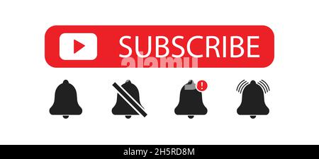 Subscribe bell. Social concept. Vector isolated button set icon. Stock Vector