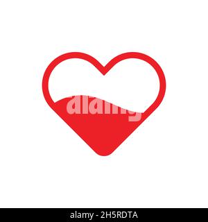 Romantic half heart. Vector illustration isolated on white background. Stock Vector