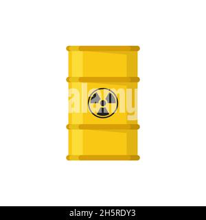 Barrel waste drum. Flat yellow illustration. Isolated vector illustration. Stock Vector