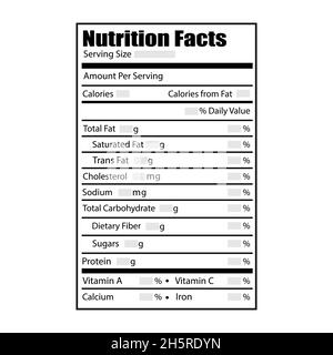 Nutrition facts design label. Vector illustration in flat style Stock Vector