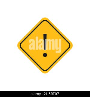 Exclamation point on yellow road sign. Isolated vector sign symbol Stock Vector