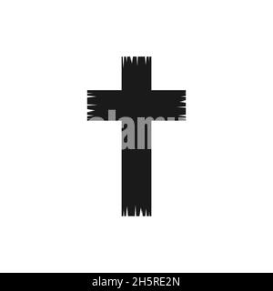 Cross in flat style. Religious sign design art. Vector isolated illustration. Stock Vector