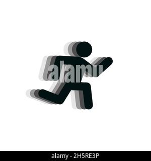 Running man black icon on white backdrop. Vector illustration. Stock Vector