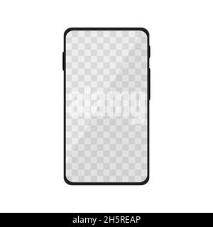Phone with transparent screen. Flat mockup vector illustration. Isolated illustration white background Stock Vector