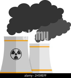 nuclear power plant isolated vector illustration. Flat vector icon. Stock Vector
