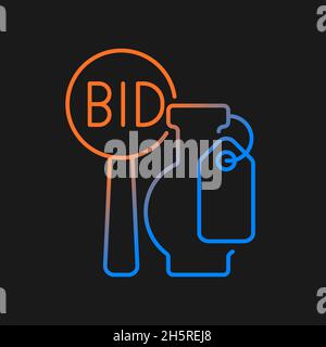 Art auction gradient vector icon for dark theme Stock Vector