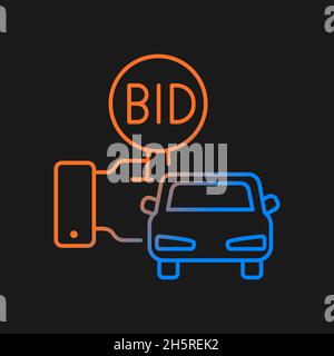 Vehicle auction gradient vector icon for dark theme Stock Vector