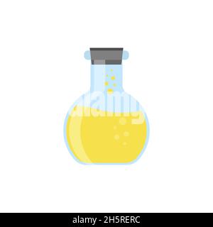 Chemical flask flat vector illustration. Vector isolated color icon on white background Stock Vector