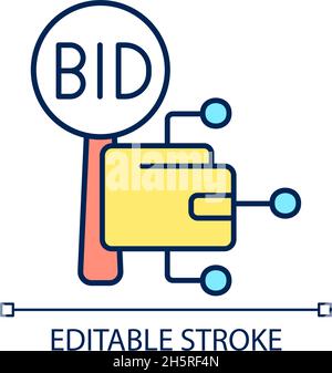 Cryptocurrency auction RGB color icon Stock Vector