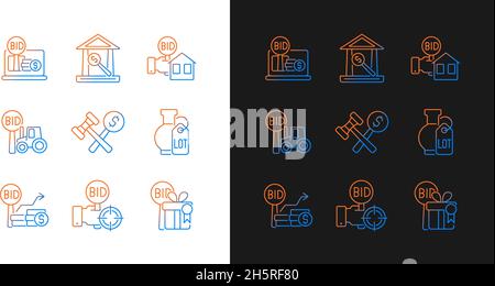 Types of bargaining gradient icons set for dark and light mode Stock Vector