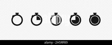 Timer isolated icons on transparent background. Set for concept design. Vector illustration Stock Vector