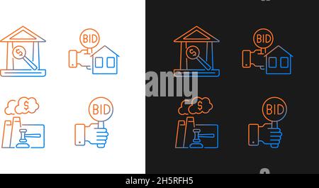 Bargaining for property gradient icons set for dark and light mode Stock Vector