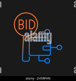Cryptocurrency auction gradient vector icon for dark theme Stock Vector