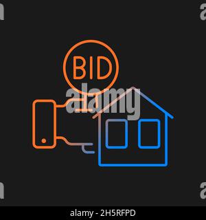 Real estate auction gradient vector icon for dark theme Stock Vector