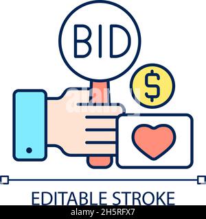 Charity auction RGB color icon Stock Vector