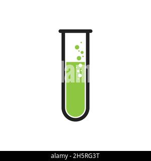 Test tube logo. Scientific research, chemical experiment. Symbol, icon illustration vector. Stock Vector