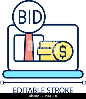 Online auction RGB color icon Stock Vector
