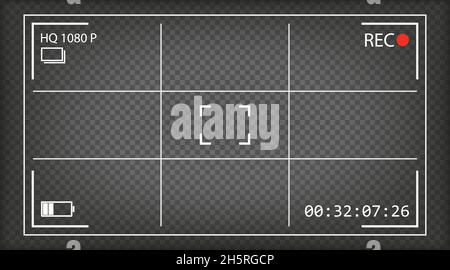 Camera display vector movie illustration, template on transparent bacground Stock Vector