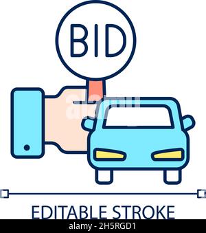 Vehicle auction RGB color icon Stock Vector