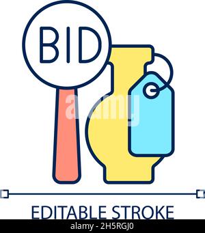 Art auction RGB color icon Stock Vector