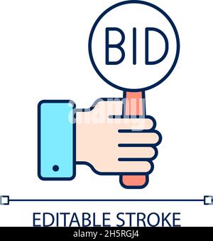 Bidding RGB color icon Stock Vector