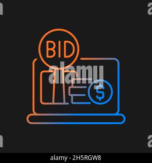 Online auction gradient vector icon for dark theme Stock Vector