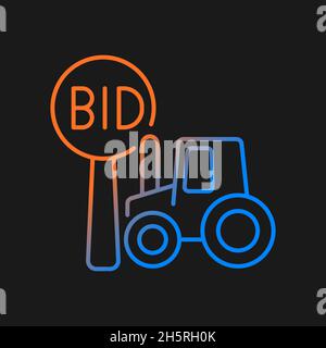 Farm auction gradient vector icon for dark theme Stock Vector