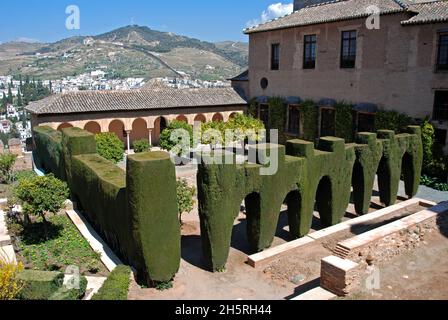 Patio de Machuca (Mexuar), Palace of Alhambra, Granada, Granada Province, Andalucia, Spain, Western Europe. Stock Photo