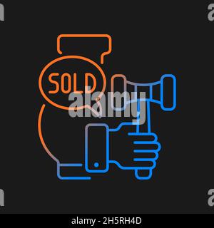 Auctioneer gradient vector icon for dark theme Stock Vector