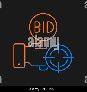 Auction sniping gradient vector icon for dark theme Stock Vector