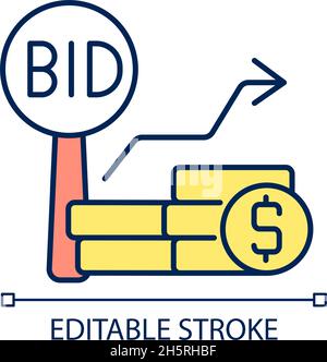 Bid increments RGB color icon Stock Vector