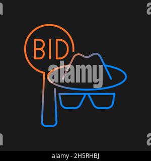 Silent auction gradient vector icon for dark theme Stock Vector