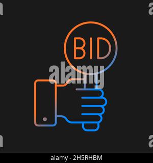 Bidding gradient vector icon for dark theme Stock Vector