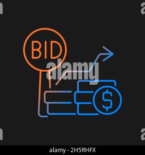 Bid increments gradient vector icon for dark theme Stock Vector