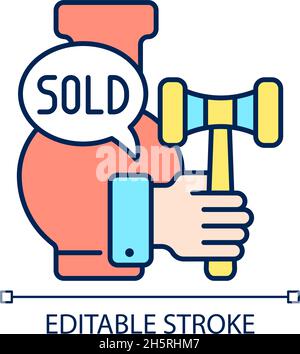 Auctioneer RGB color icon Stock Vector