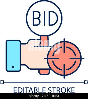 Auction sniping RGB color icon Stock Vector